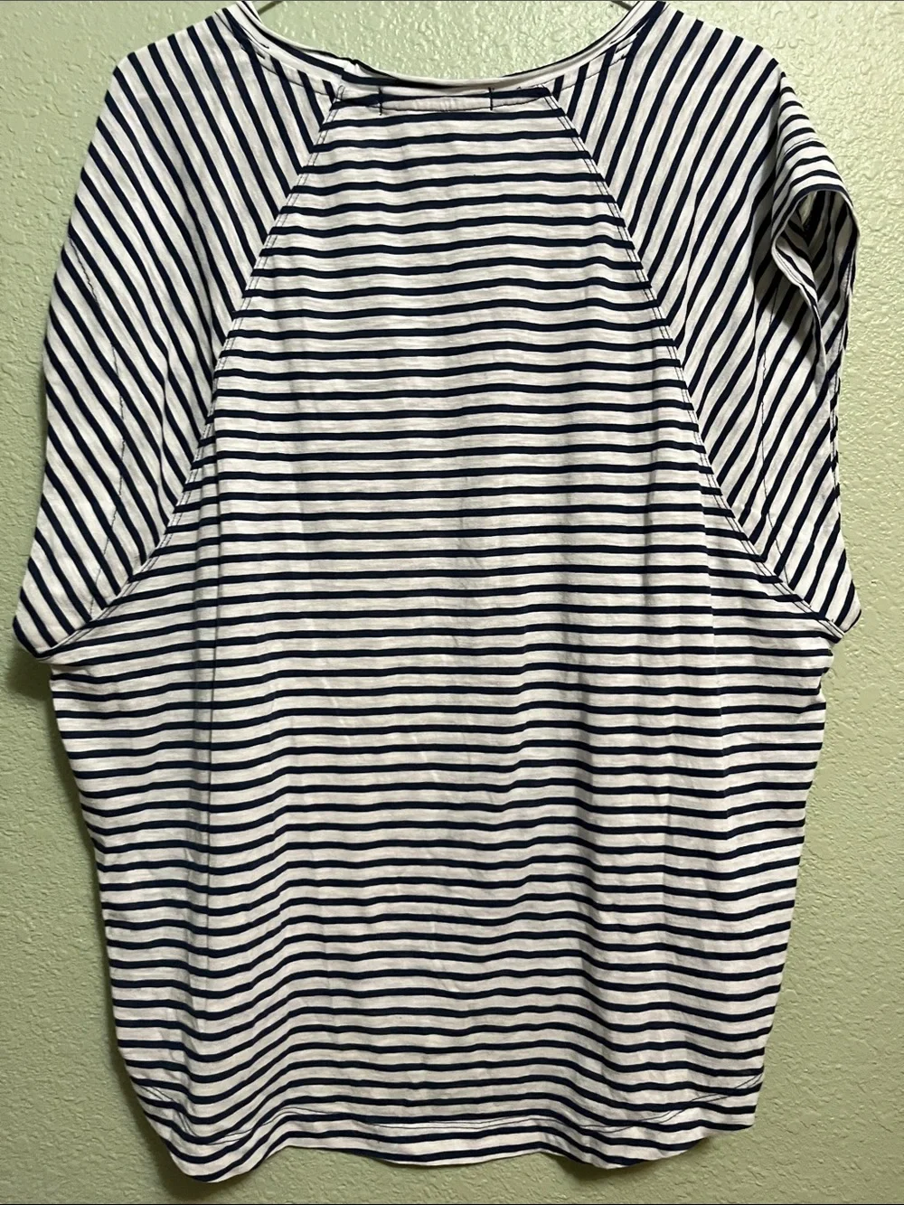 Free People Navy and White Striped Short Sleeve Tee Sz Small Womens